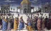 Pietro Perugino christ giving the keys to st.peter oil painting on canvas